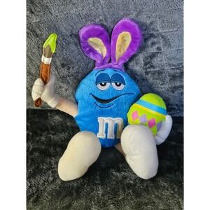 Gallerie Easter Blue M&M with Paint Brush & Egg 8" (sitting) Plush - Vintage 80s